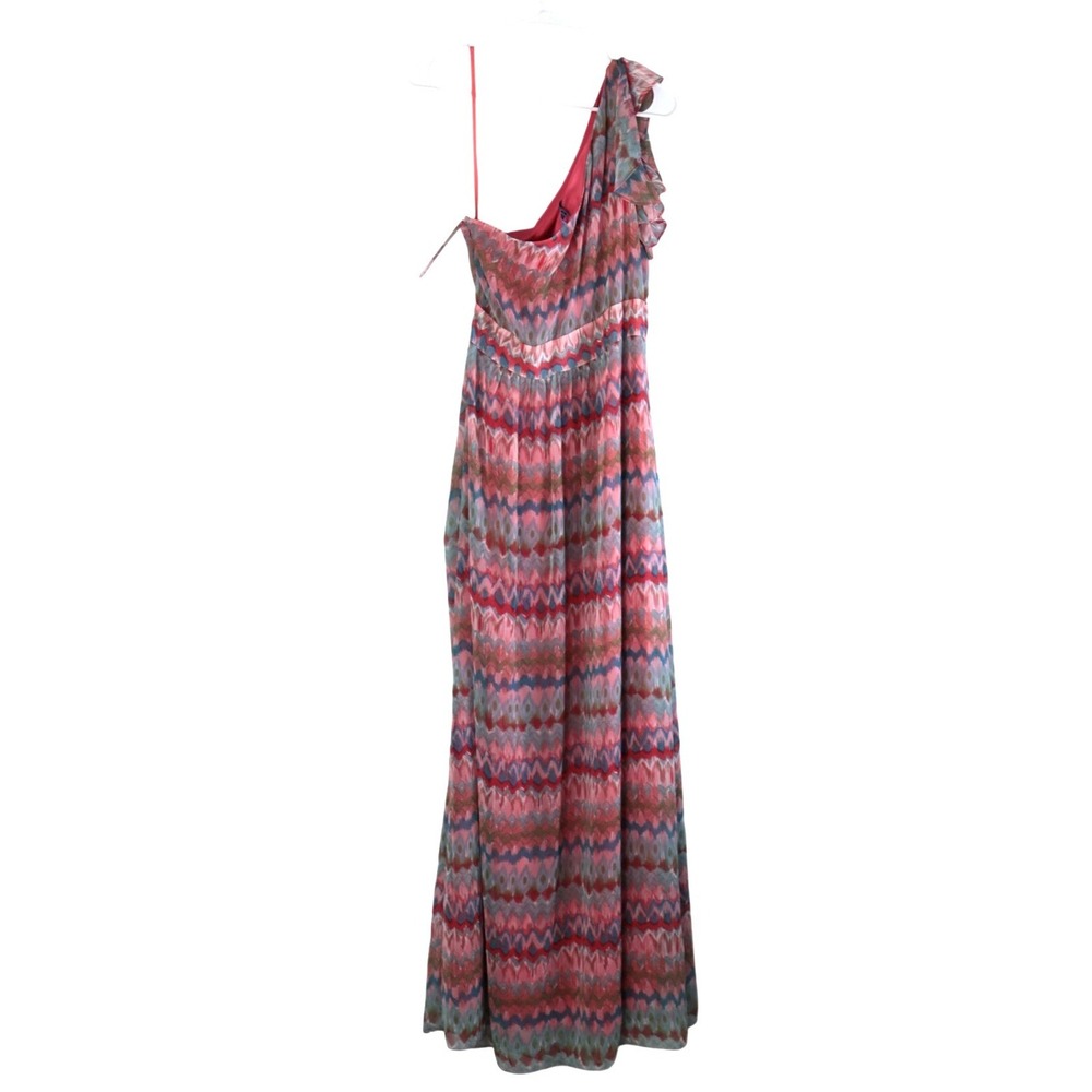 Antonio Melani Santa Fe One Shoulder Maxi Dress Ikat Chevron Multi Color Size 10 - Picture 3 of 7